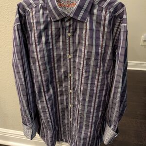 Robert Graham Multicolor Striped Button Down Shirt With Contrast Cuffs